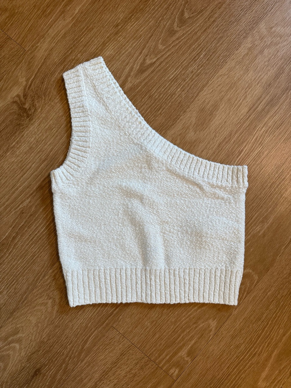 Madewell Cream One-Shoulder Knit Crop Tank